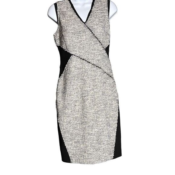 Tahari Women's Party Dress Bodycon Wrap Sleeveless Casual Work Grey Black Size 2 - Picture 1 of 12